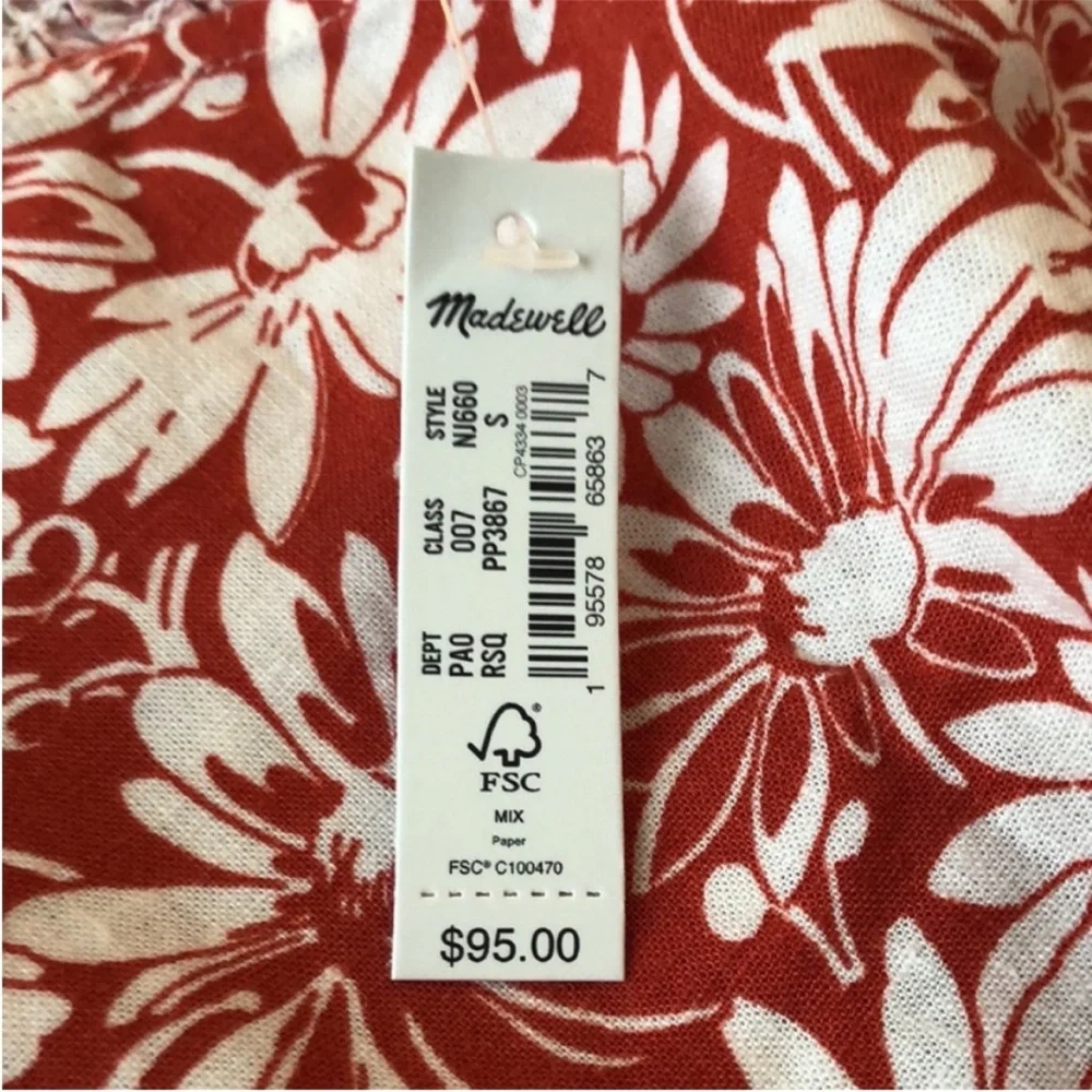 Madewell Small Anita Abstract Floral Roasted Squash Linen Blend Wrap NWT